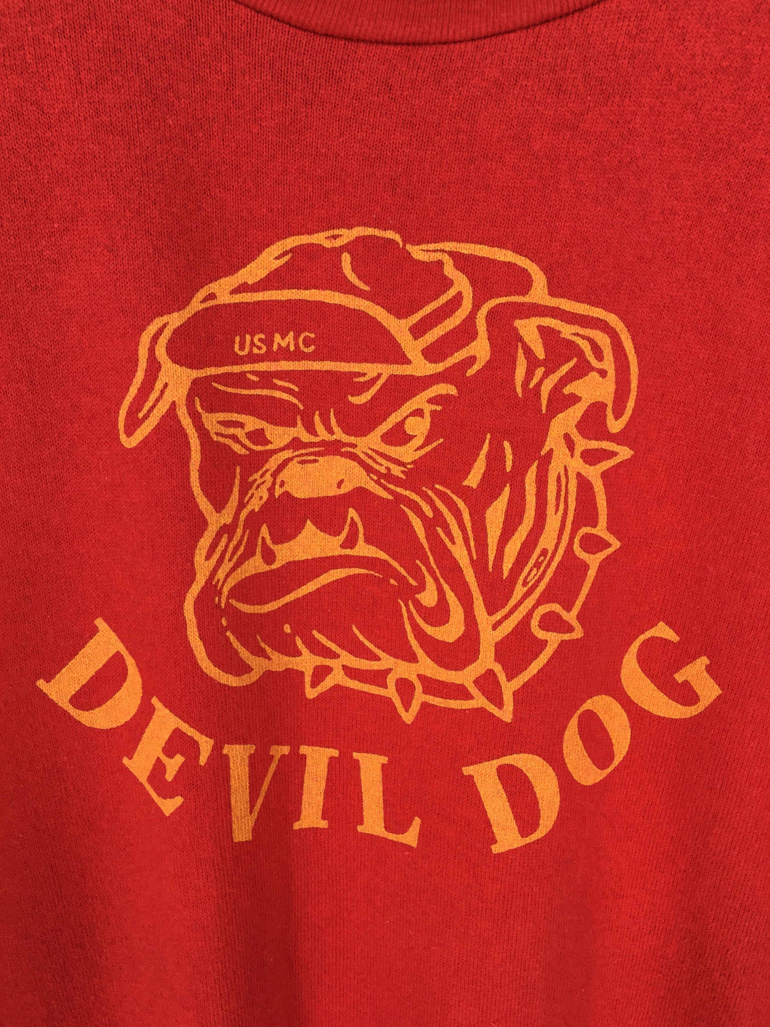Vintage Real Mccoys Japan Devil Dog Usmc Red Tshirt Medium