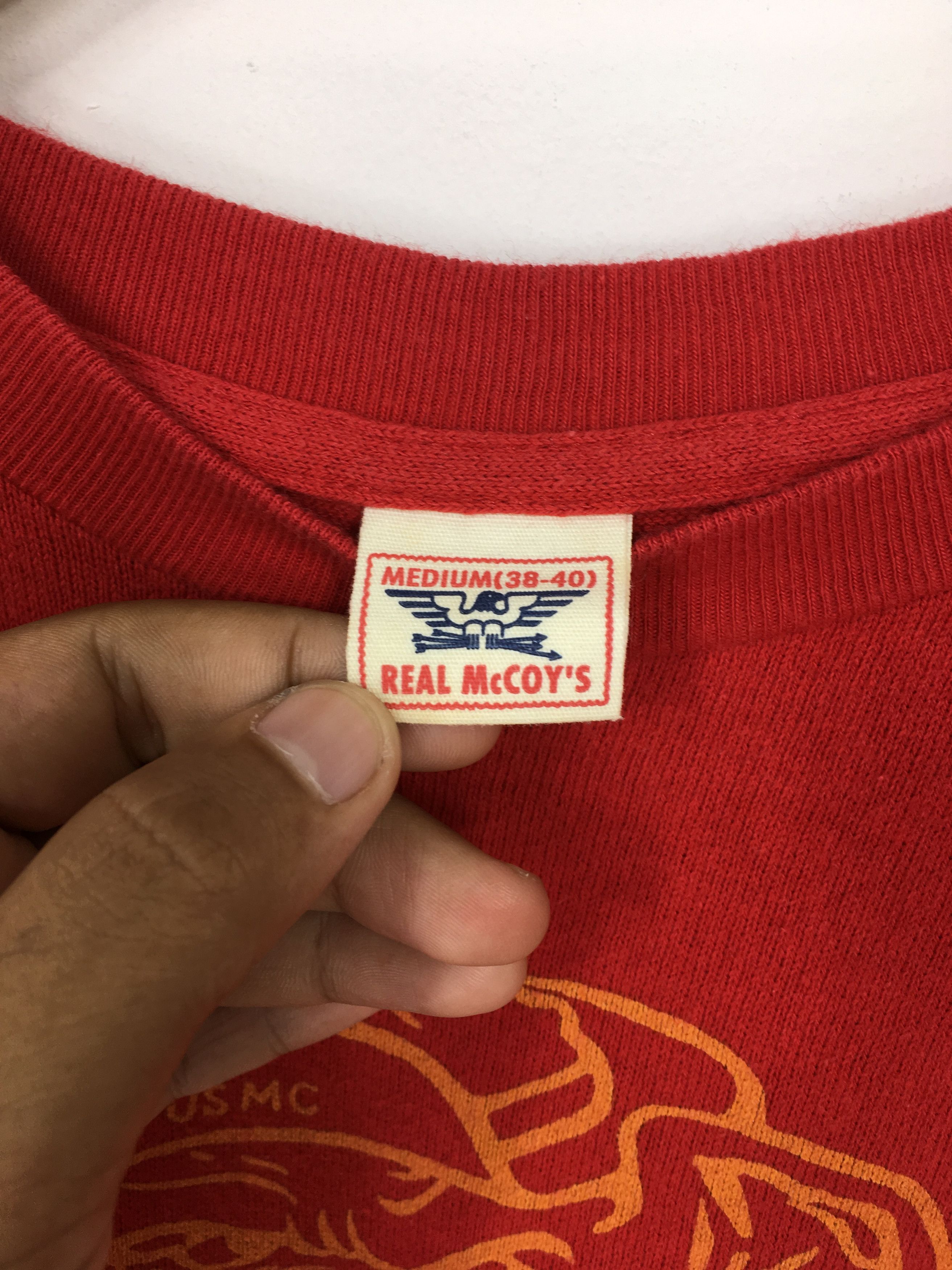 Vintage Real Mccoys Japan Devil Dog Usmc Red Tshirt Medium