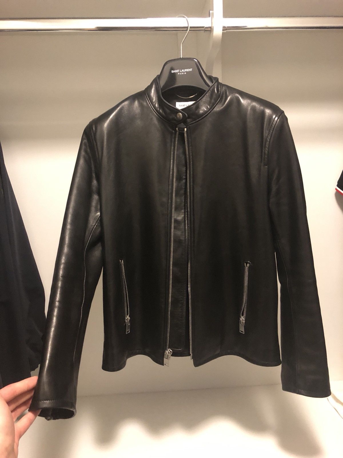 Saint Laurent Paris Classic Racing Jacket In Black Leather. | Grailed