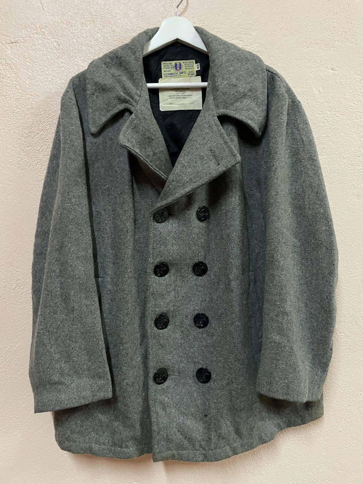 Vintage Pea Coat Wool Jacket military Corinth MFG. Co 1944