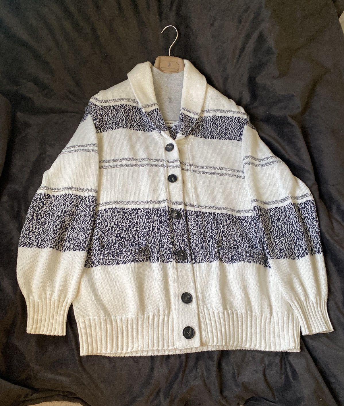 Brunello Cucinelli DOUBLE BREASTED CARDIGAN/SWEATER W STRIPES Size US XL / EU 56 / 4 - 2 Thumbnail