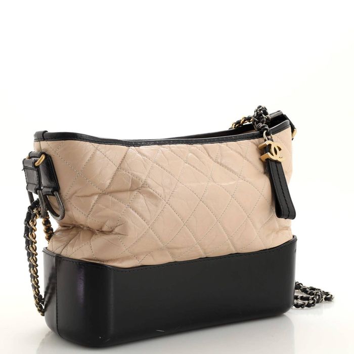 Chanel Bicolor Gabrielle Hobo Quilted Aged Calfskin Medium Neutral