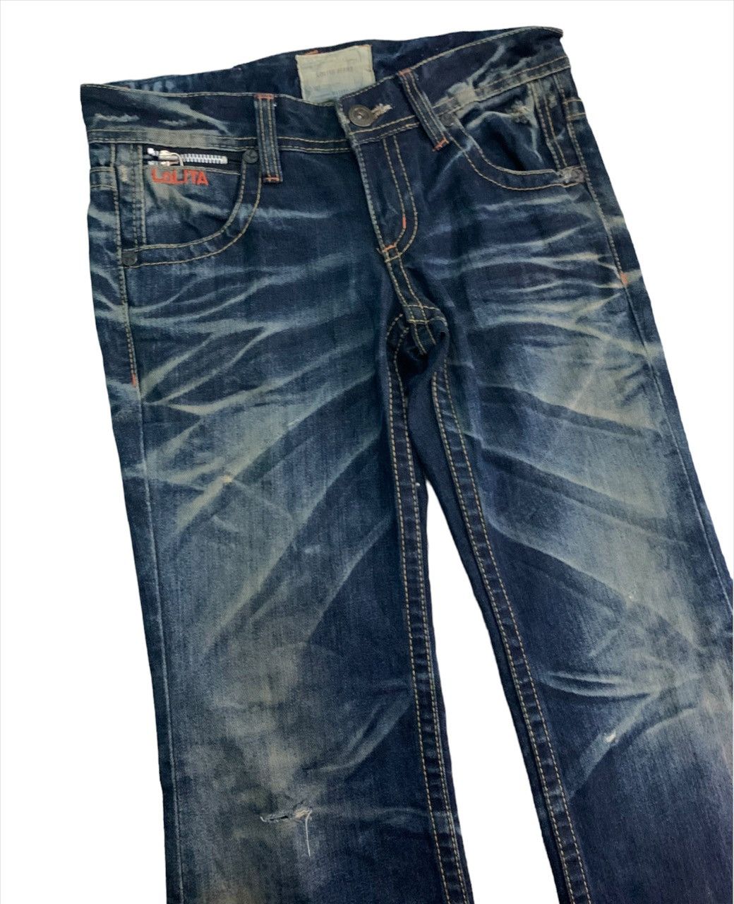 Hysteric Glamour Flare Lolita xYoshimoto Nara Distress LowRise Denim Boot Cut Size 29" - 5 Thumbnail
