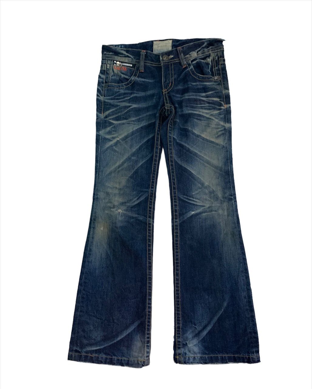 Hysteric Glamour Flare Lolita xYoshimoto Nara Distress LowRise Denim Boot Cut Size 29" - 2 Thumbnail