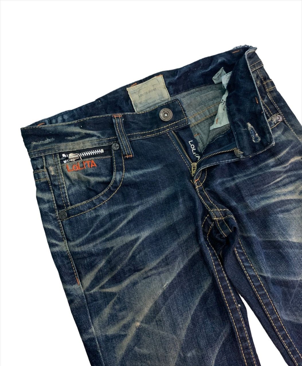 Hysteric Glamour Flare Lolita xYoshimoto Nara Distress LowRise Denim Boot Cut Size 29" - 6 Thumbnail