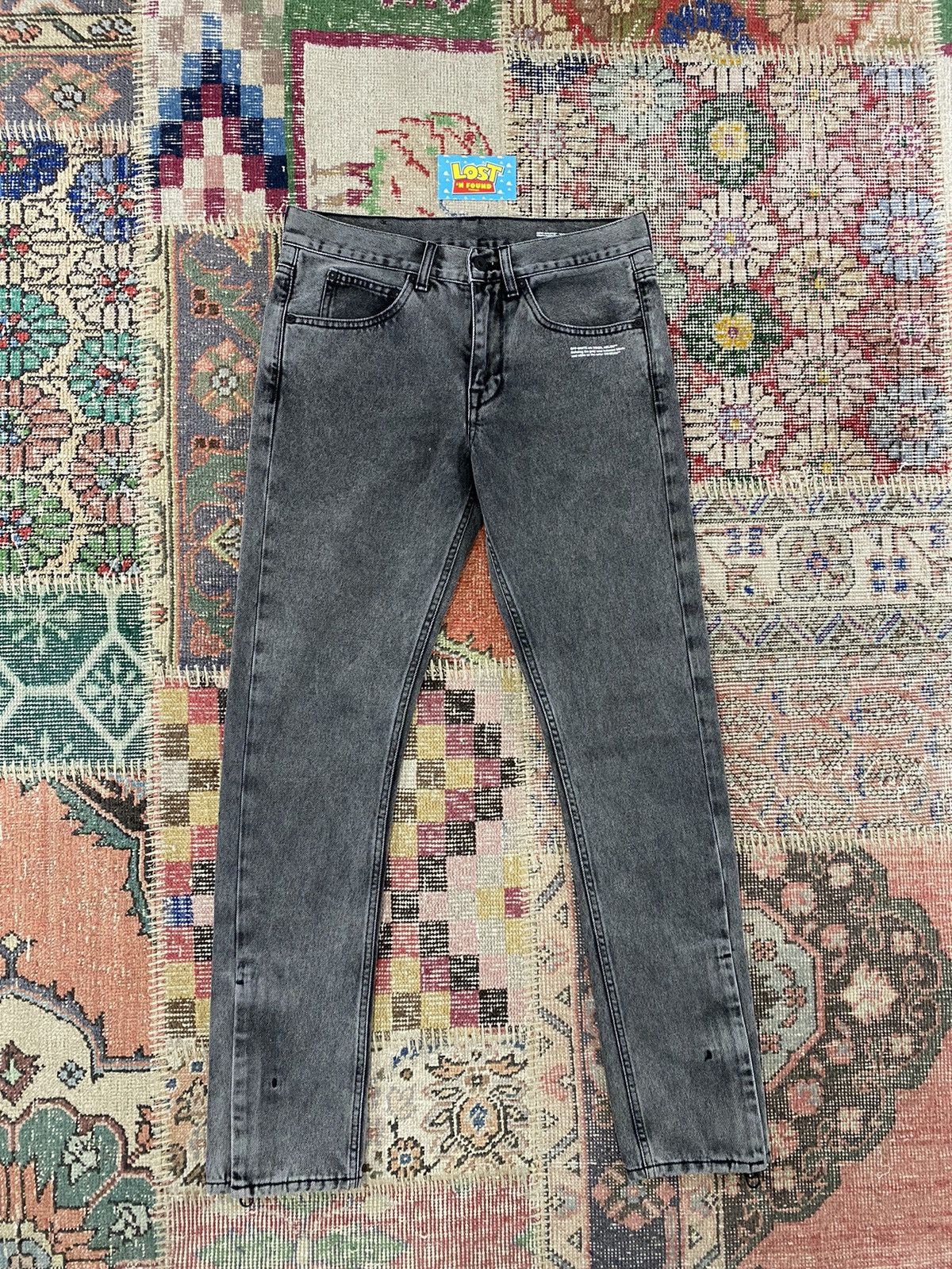 Off-White Off White Virgil Abloh Slim Straight Denim Label Jeans Size US 30 / EU 46 - 2 Thumbnail