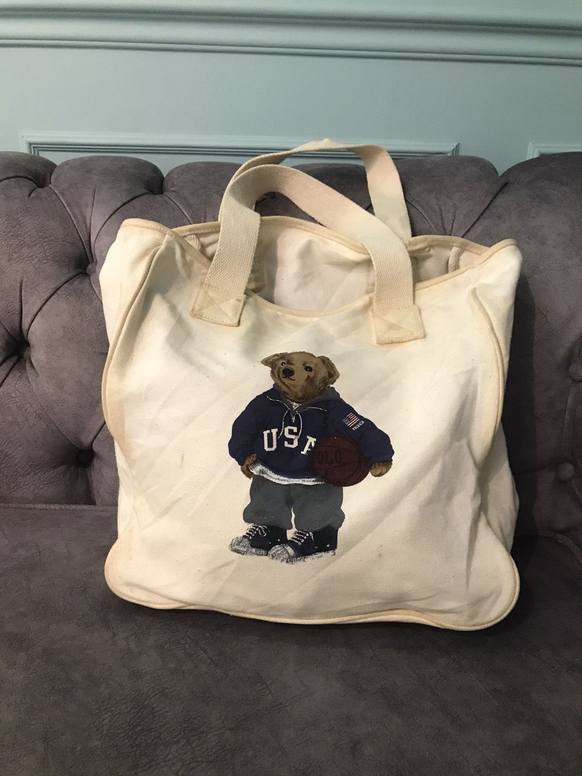 バッグ vintage tote bag bear navy Polo Ralph Lauren Tote Bag Bear | Grailed