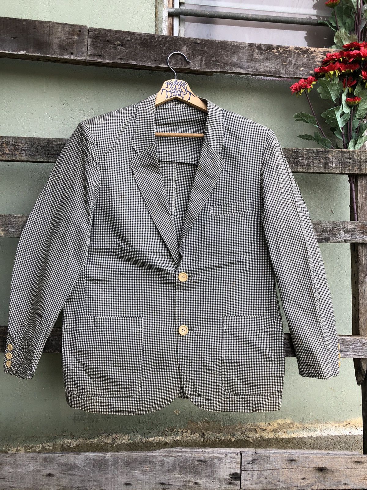 45rpm × Japanese Brand × Vintage Vintage 45 RPM Checkered Blazer Made in Japan Size US L / EU 52-54 / 3 - 1 Thumbnail
