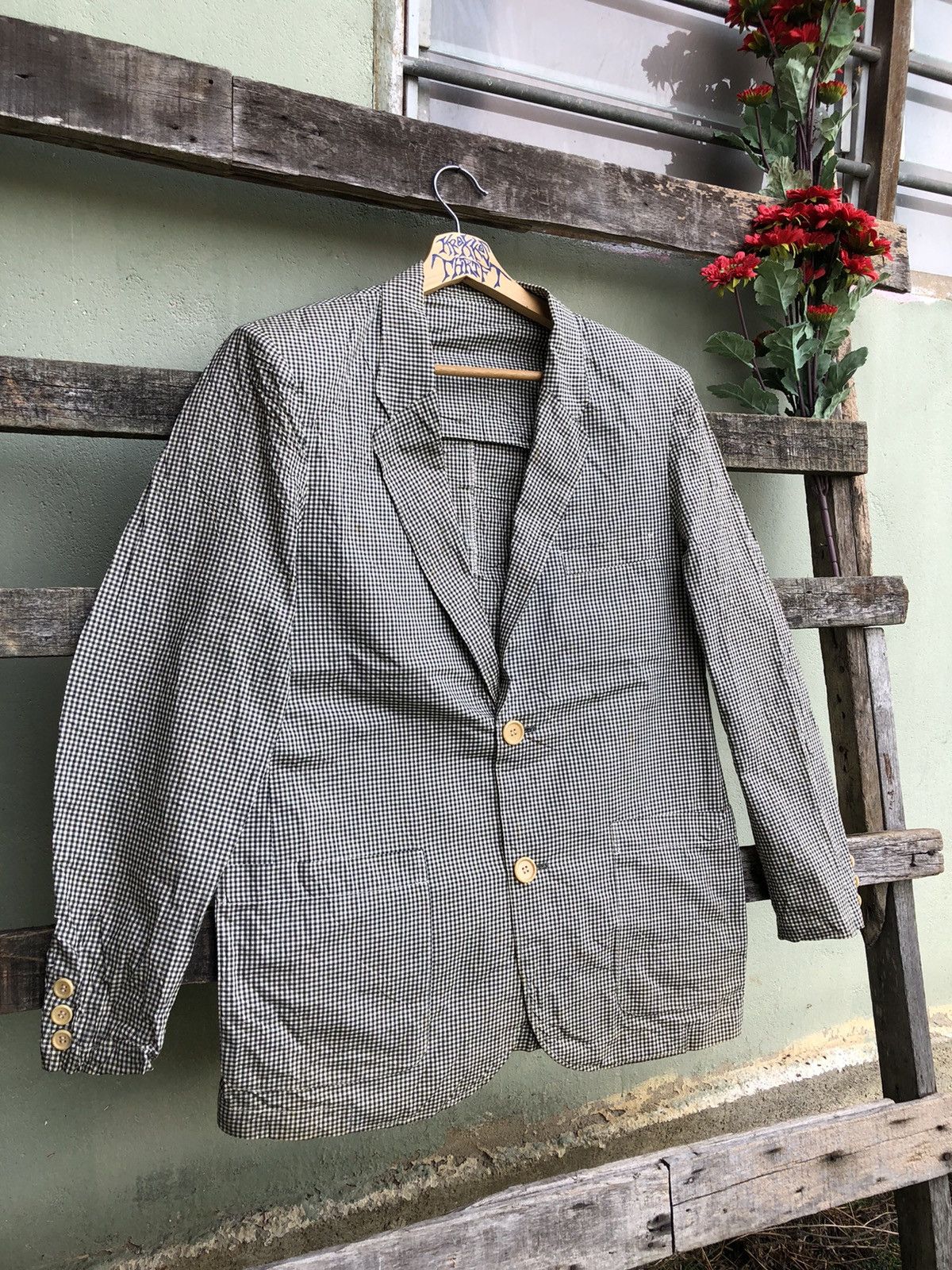 45rpm × Japanese Brand × Vintage Vintage 45 RPM Checkered Blazer Made in Japan Size US L / EU 52-54 / 3 - 2 Thumbnail