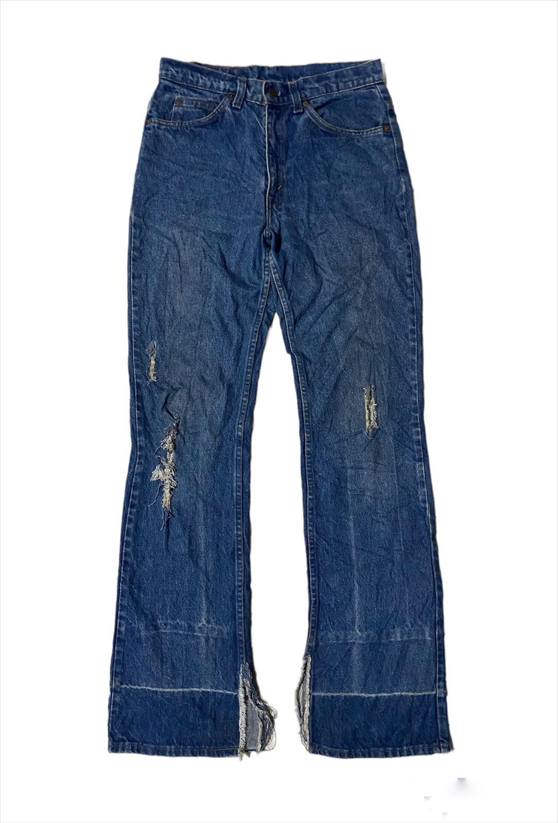 Levi's Vintage Clothing 💥Vintage 90s Flare Levis Orange Tag Ripped Denim Size US 29 - 1 Thumbnail
