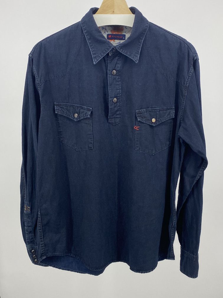 image of 45Rpm Indigo Pearl Snap, Men's (Size Medium)