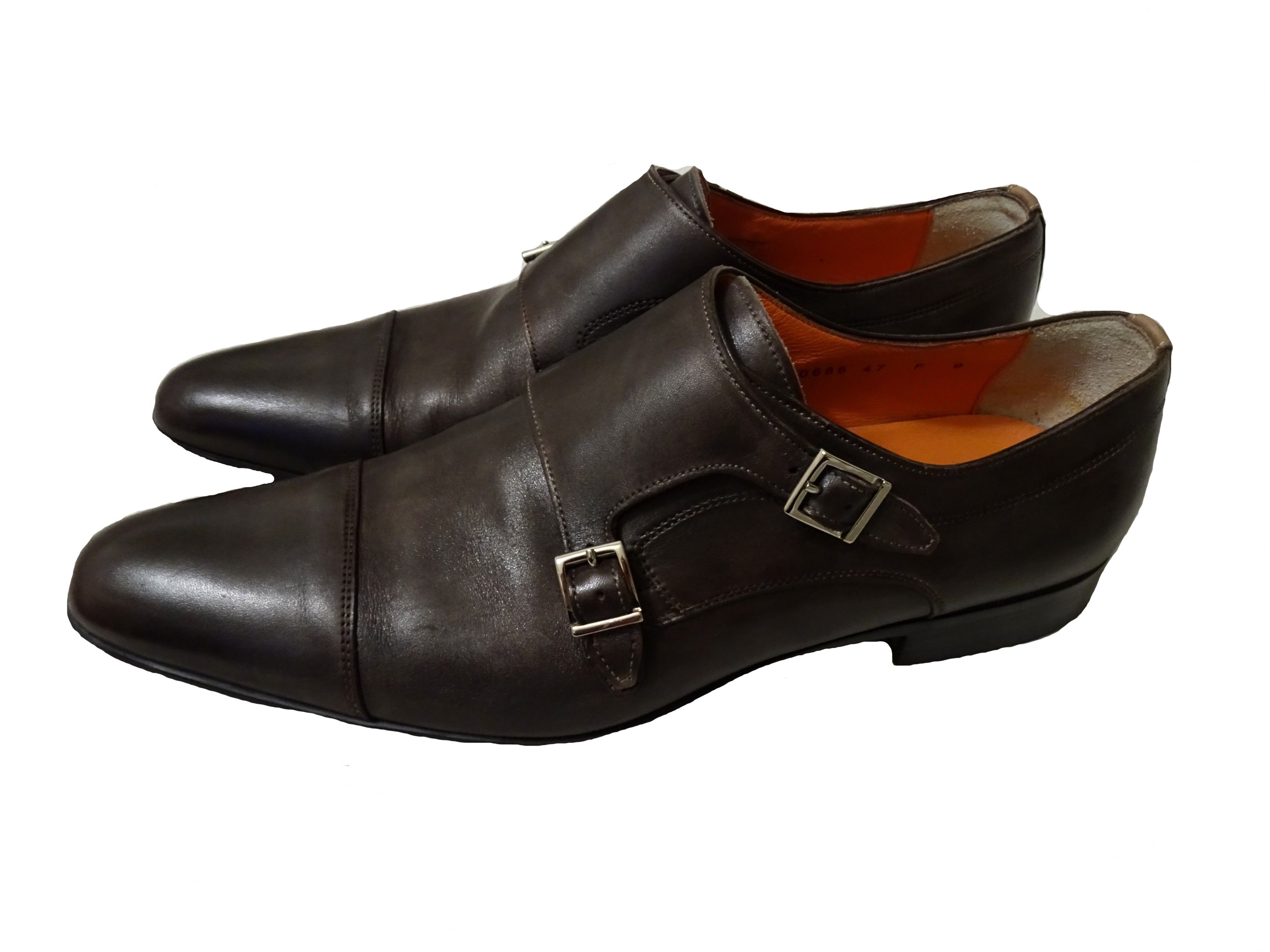 SANTONI DOUBLE BUCKLE MONK STRAP SHOES