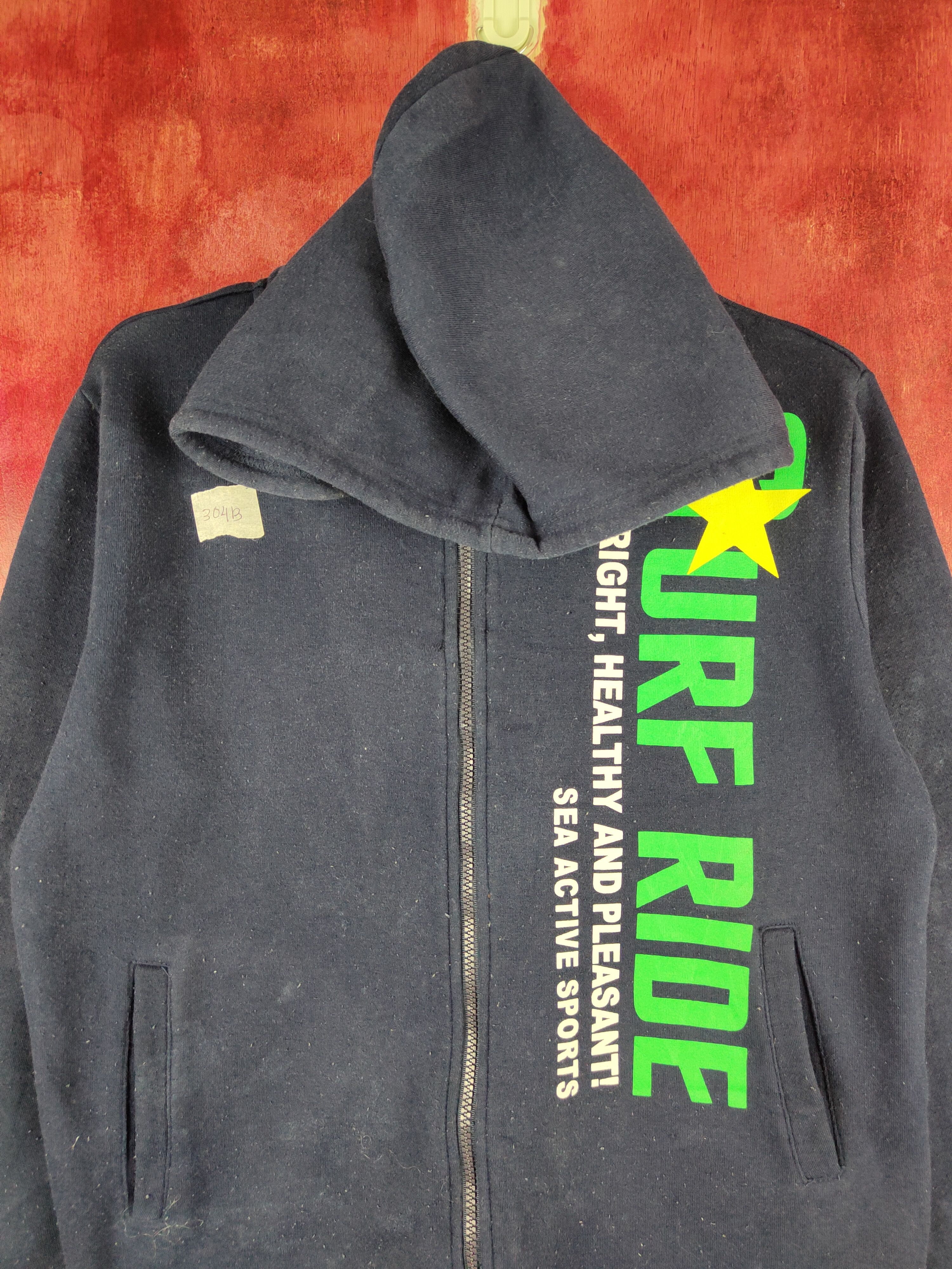 Japanese Brand Fly Beans surf Dark Blue Hoodie Sweater #304B Size US M / EU 48-50 / 2 - 2 Thumbnail
