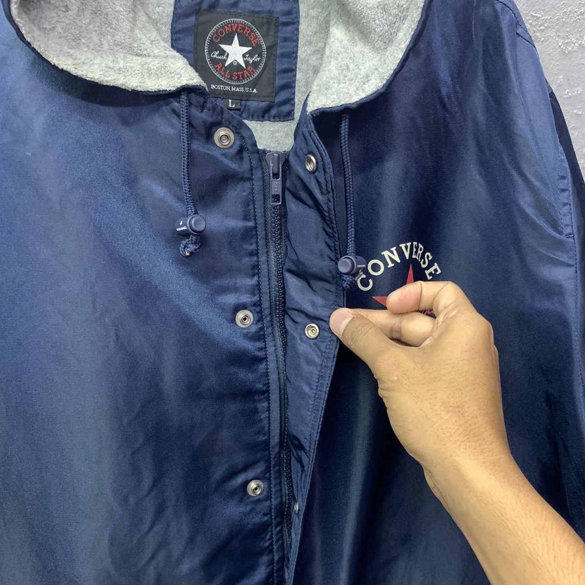Converse × Vintage Synthetic Converse Big Logo Hooded Jacket Size US XXL / EU 58 / 5 - 10 Thumbnail