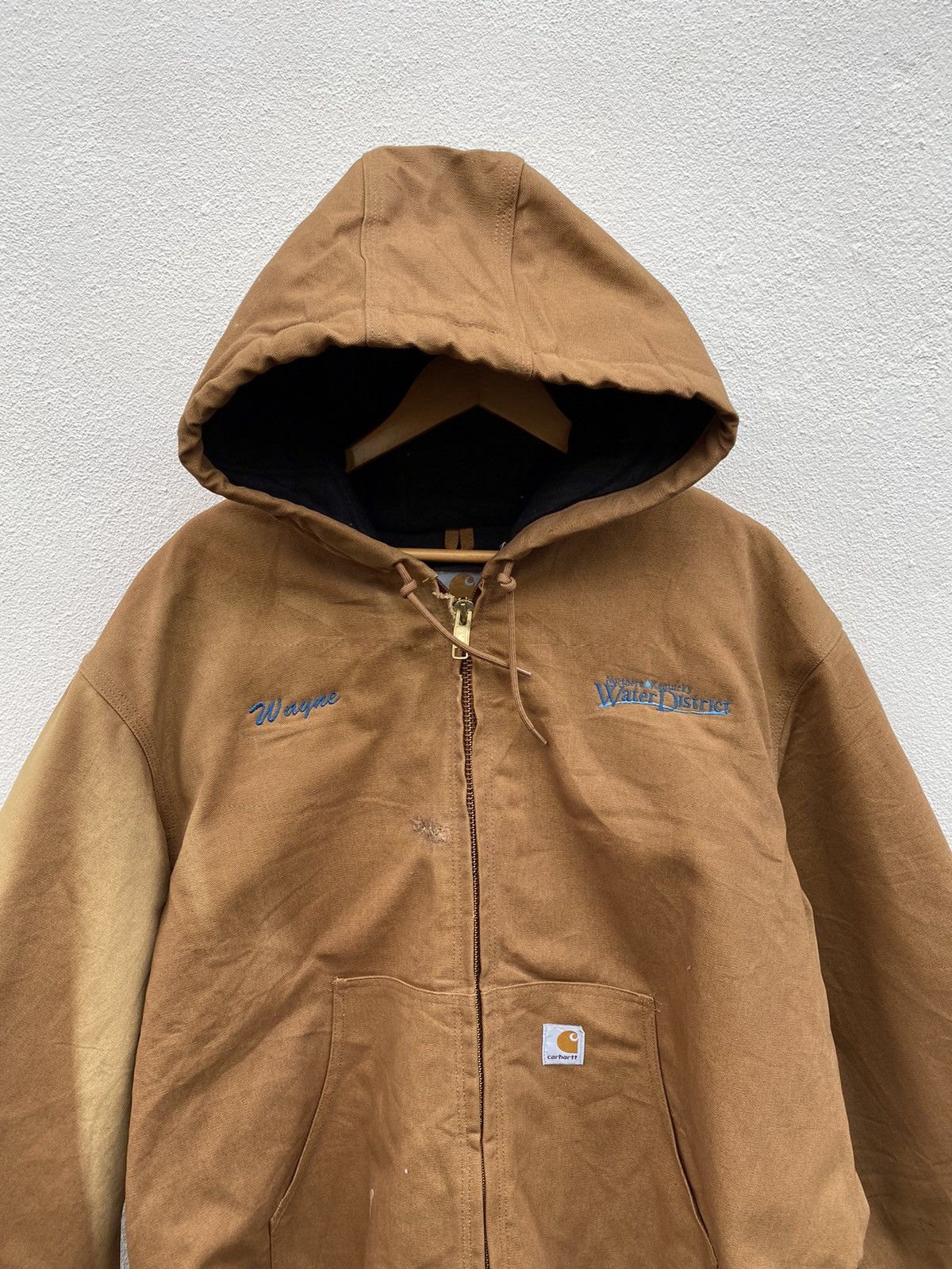 Carhartt × Vintage Vintage Carhartt sunfaded hoodie canvas jacket Size US XL / EU 56 / 4 - 3 Thumbnail