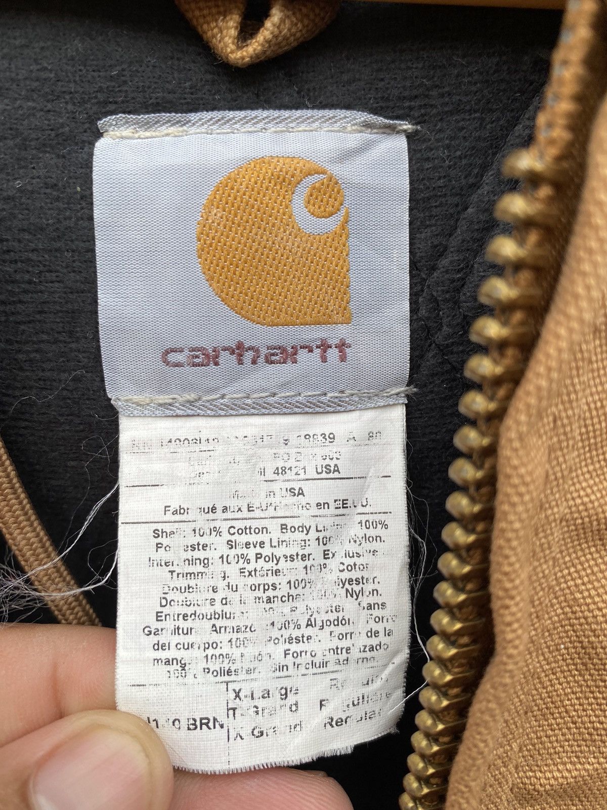 Carhartt × Vintage Vintage Carhartt sunfaded hoodie canvas jacket Size US XL / EU 56 / 4 - 10 Thumbnail
