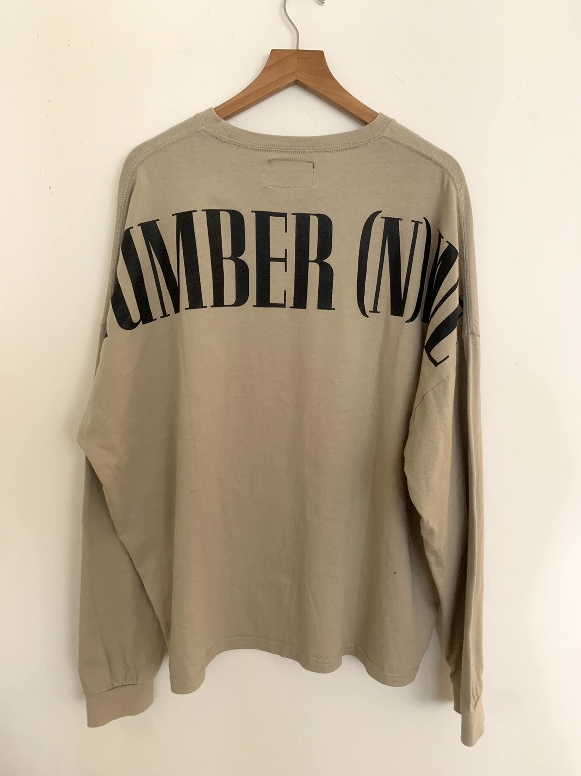 Number (N)ine Back Logo Print Beige Longsleeve