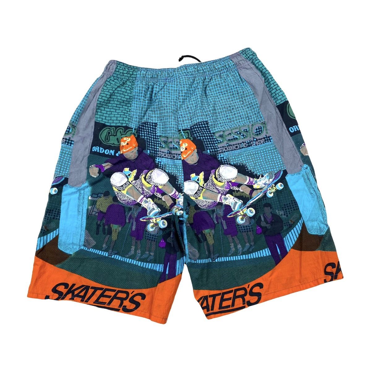 Vintage 90’s Full Print Skate Gang Shorts Hook-ups Girl Skateboards Size US 33 - 2 Thumbnail