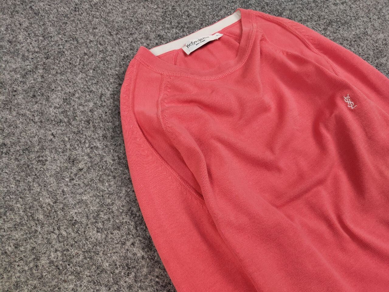 Yves Saint Laurent Vintage Yves Saint Laurent YSL logo light Coral Knit Sweater Size US XL / EU 56 / 4 - 7 Thumbnail