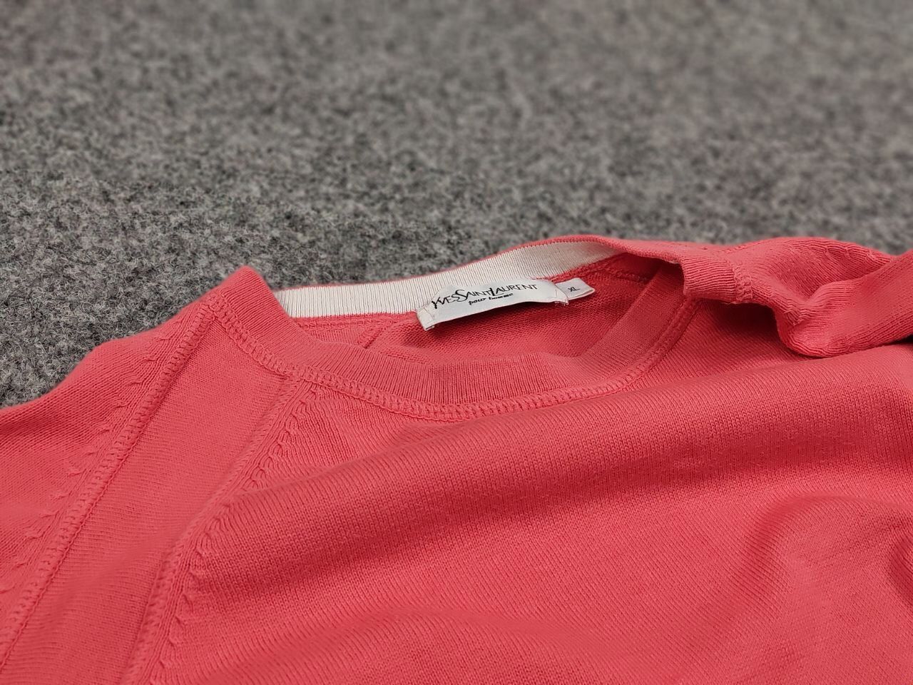 Yves Saint Laurent Vintage Yves Saint Laurent YSL logo light Coral Knit Sweater Size US XL / EU 56 / 4 - 17 Thumbnail