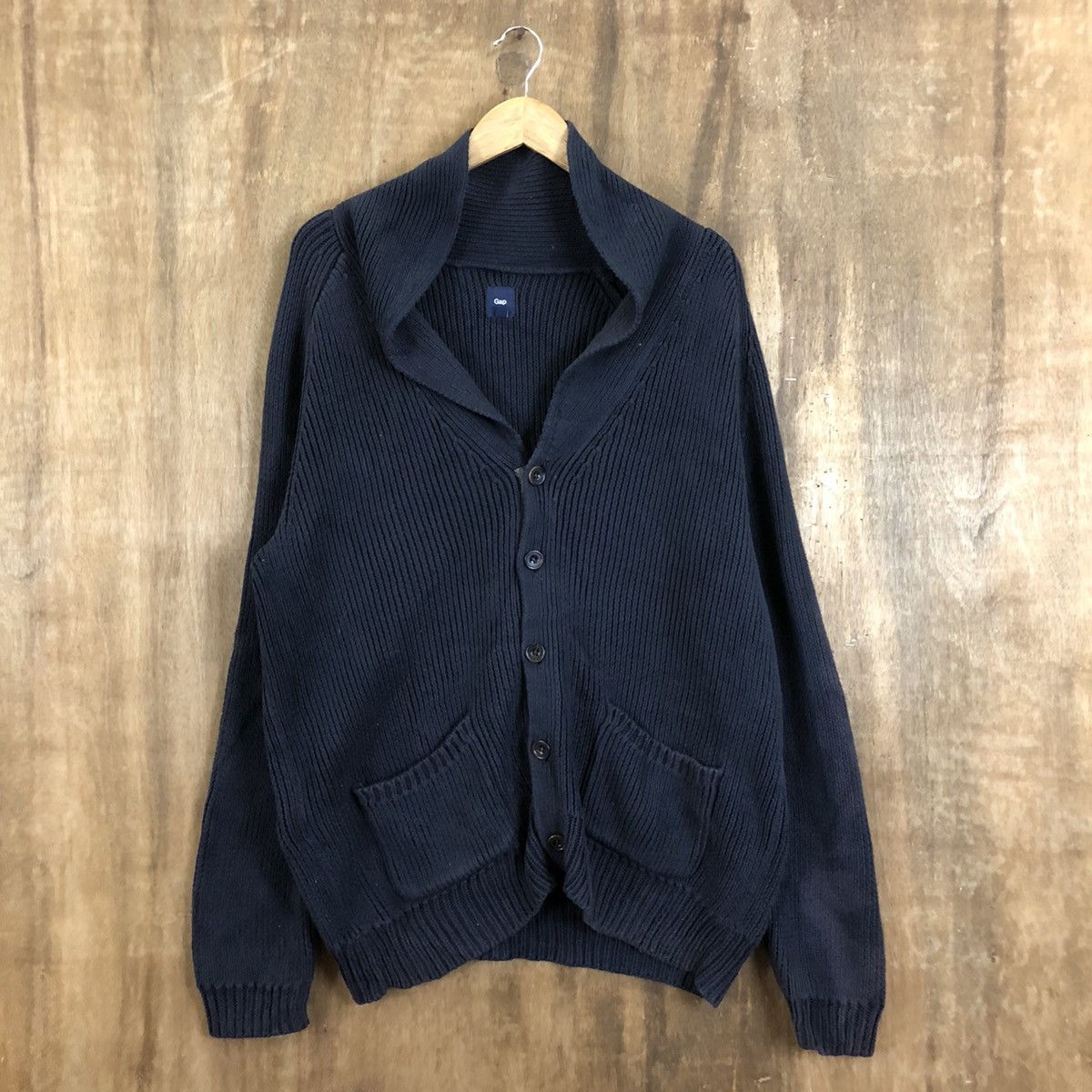 Japanese brand FADED Dark Blue Cardigan Baggy Knitwear #070