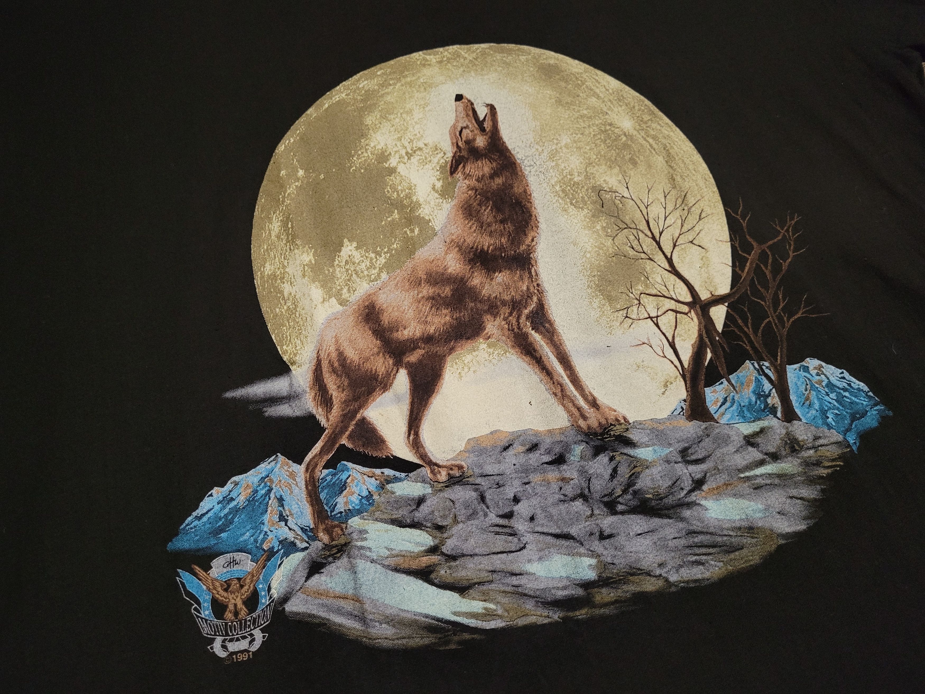 Other Vintage tee wolf howling at the moon t shirt Size US XL / EU 56 / 4 - 3 Thumbnail
