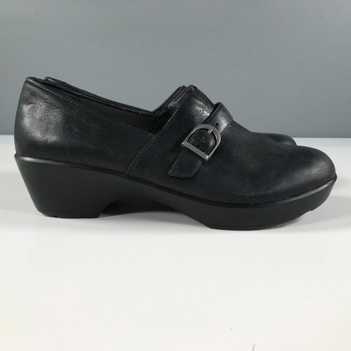 Buckle Dansko Clogs Womens 40 Black Leather Chunky Heels Nursing ...