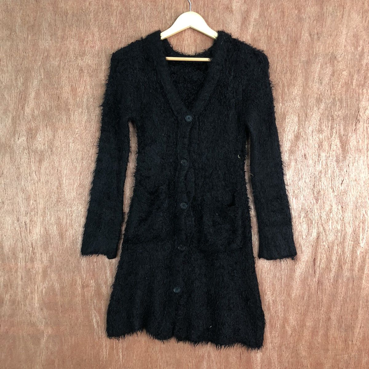 image of Aran Isles Knitwear x Cardigan Japan Black Mohair Long Cardigan Knitwear, Men's (Size Medium)