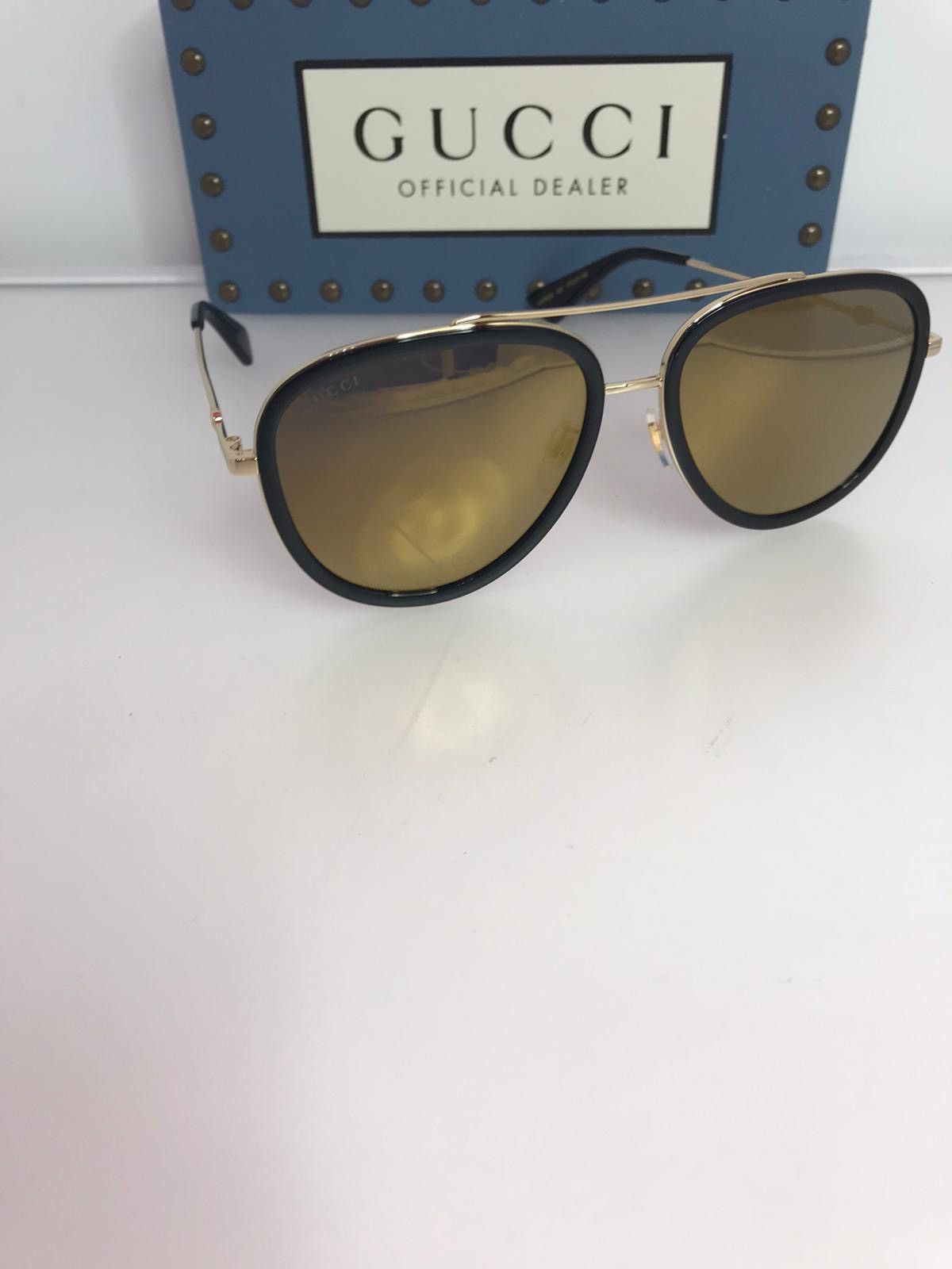 Gucci Gucci GG0432S 001 Sunglasses Gold Aviator Frame 