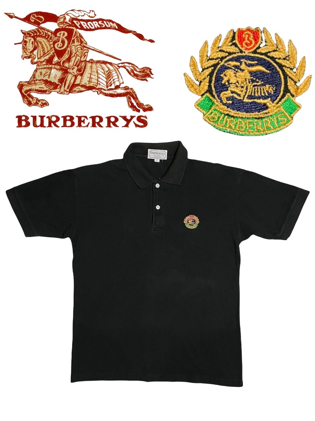 Burberry × Burberry Prorsum × Vintage Vintage Burberrys polo shirt Embroidery logo knight 90s rar Size US L / EU 52-54 / 3 - 1 Thumbnail