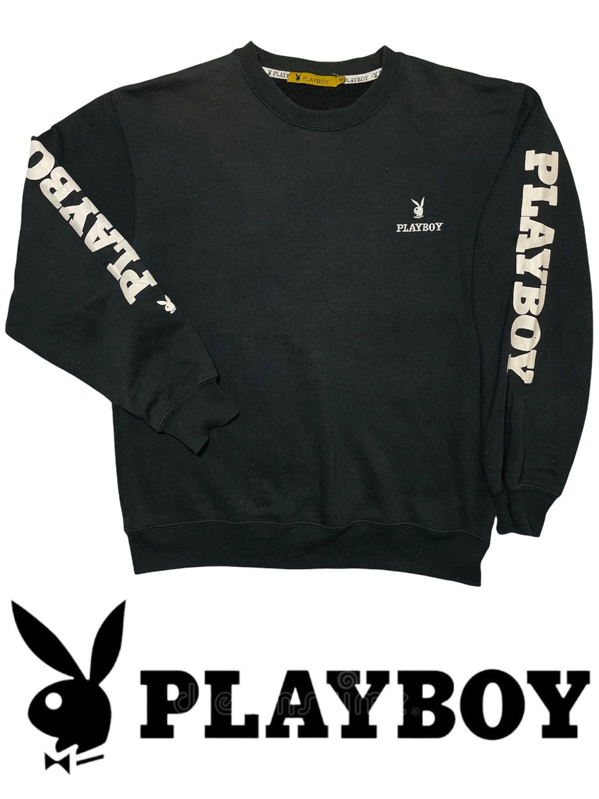 Playboy × Vintage Vintage playboy Sweatshirt 90s jumper big logo sleeve Size US M / EU 48-50 / 2 - 2 Thumbnail
