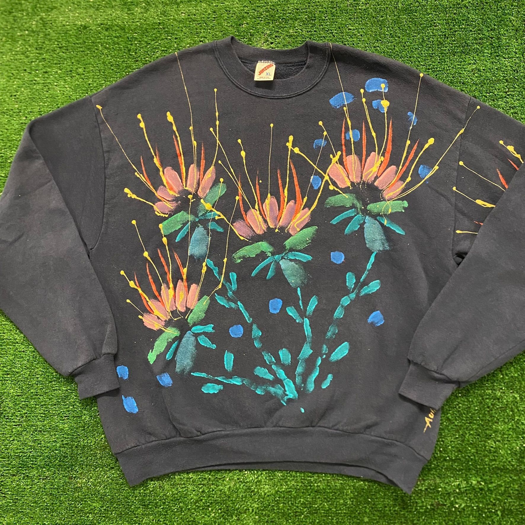 Jerzees Floral Flowers Vintage 90s Nature Crewneck Sweatshirt Size US XL / EU 56 / 4 - 1 Thumbnail