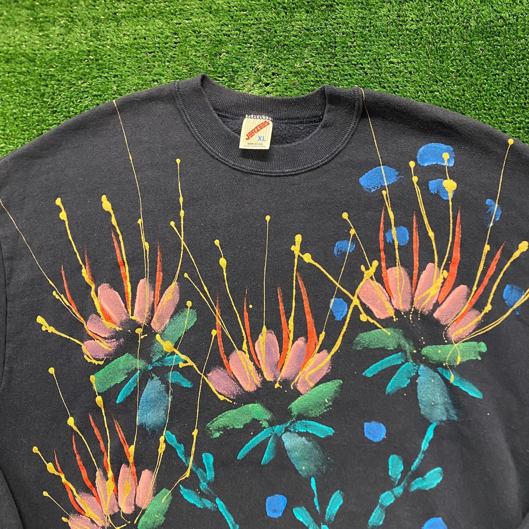 Jerzees Floral Flowers Vintage 90s Nature Crewneck Sweatshirt Size US XL / EU 56 / 4 - 2 Thumbnail