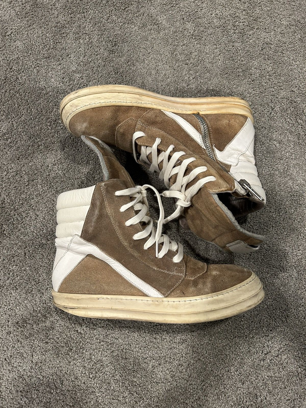 Pre-owned Rick Owens Brown Suede Geobaskets Shoes