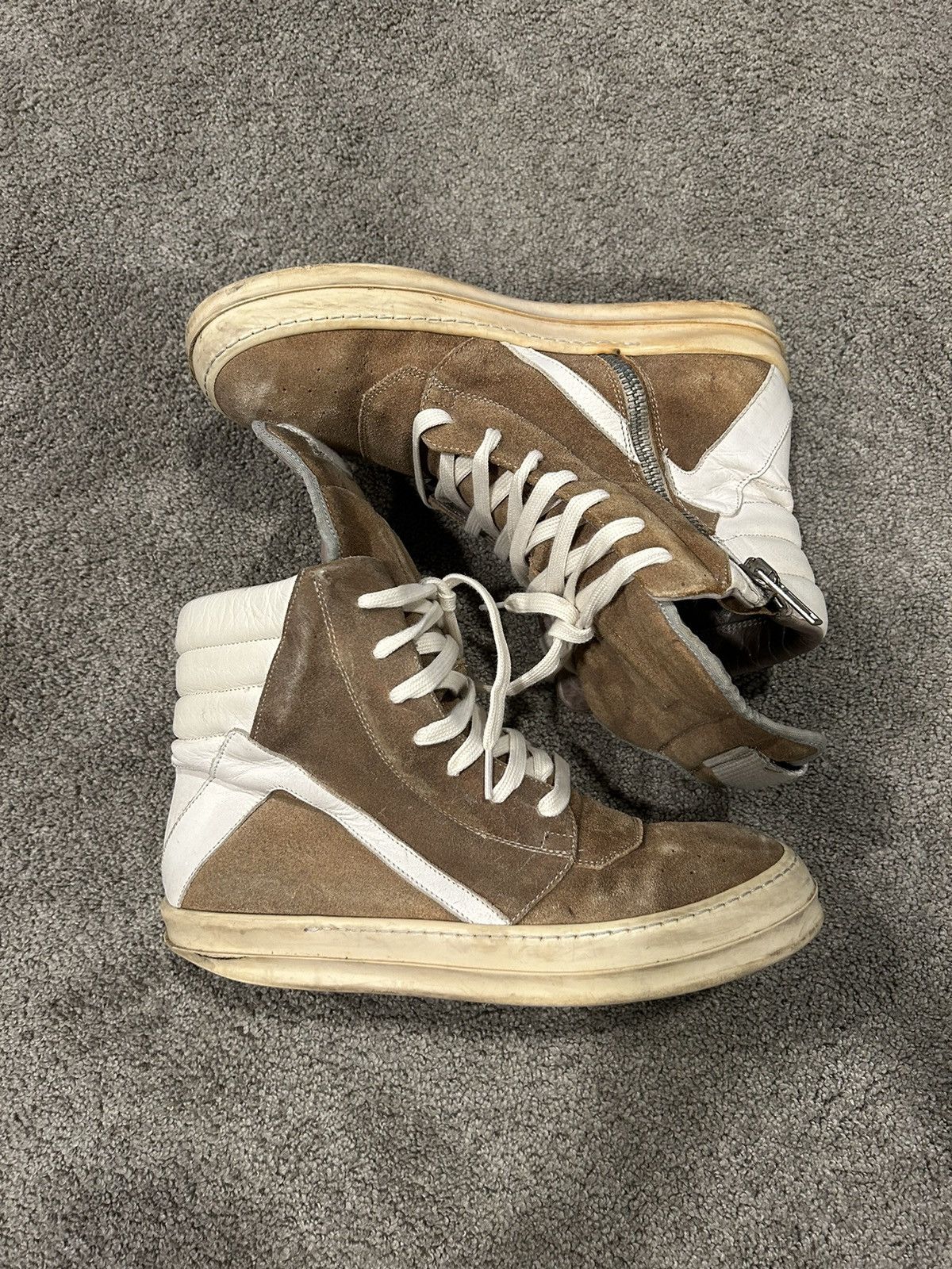 image of Rick Owens Brown Suede Geobaskets Shoes, Men's (Size 8)
