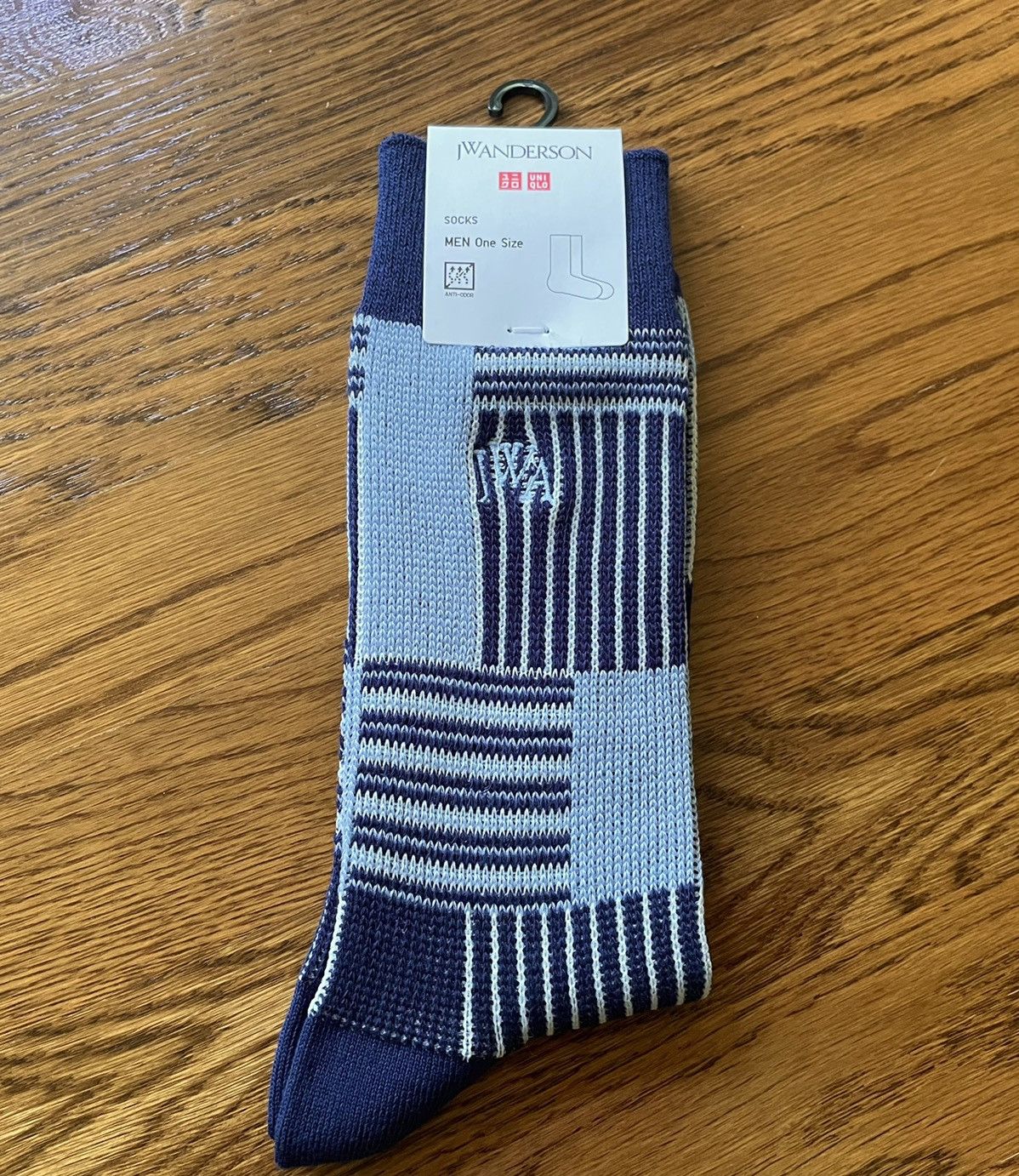 JW Anderson × Uniqlo Blue Navy White Patchwork Socks Dress Crew Tube Cotton Logo Size ONE SIZE - 2 Thumbnail