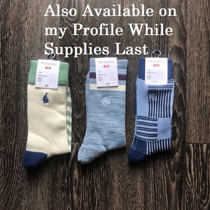 JW Anderson × Uniqlo Blue Navy White Patchwork Socks Dress Crew Tube Cotton Logo Size ONE SIZE - 4 Thumbnail