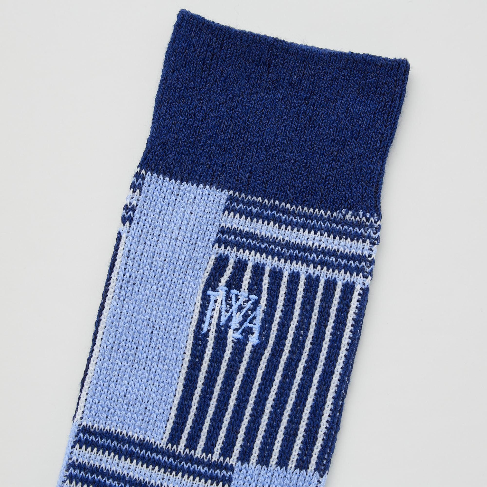 JW Anderson × Uniqlo Blue Navy White Patchwork Socks Dress Crew Tube Cotton Logo Size ONE SIZE - 10 Thumbnail