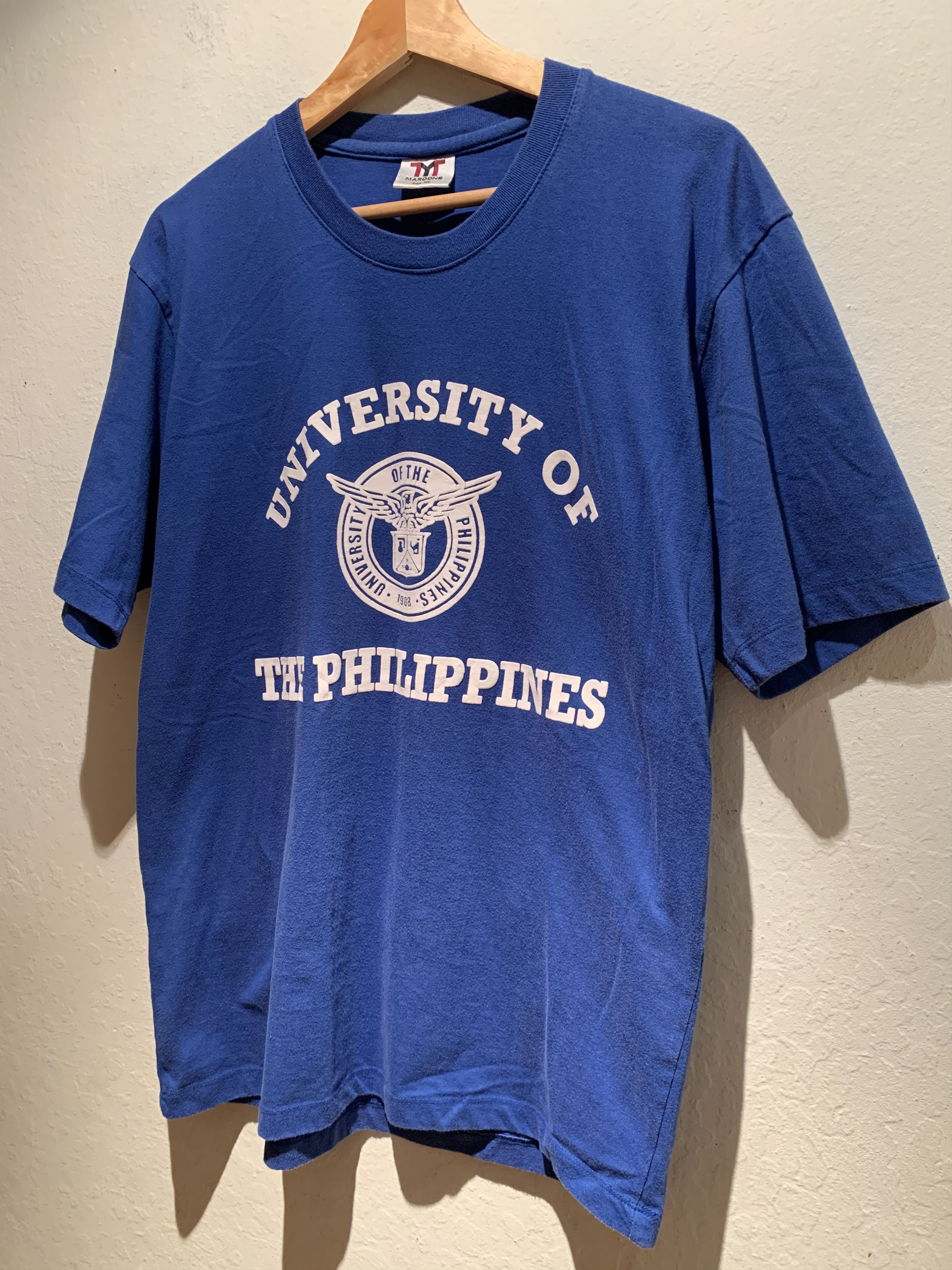 image of Collegiate Vintage University Of The Philippines Puff Print Shirt in Blue/White, Men's (Size XL)