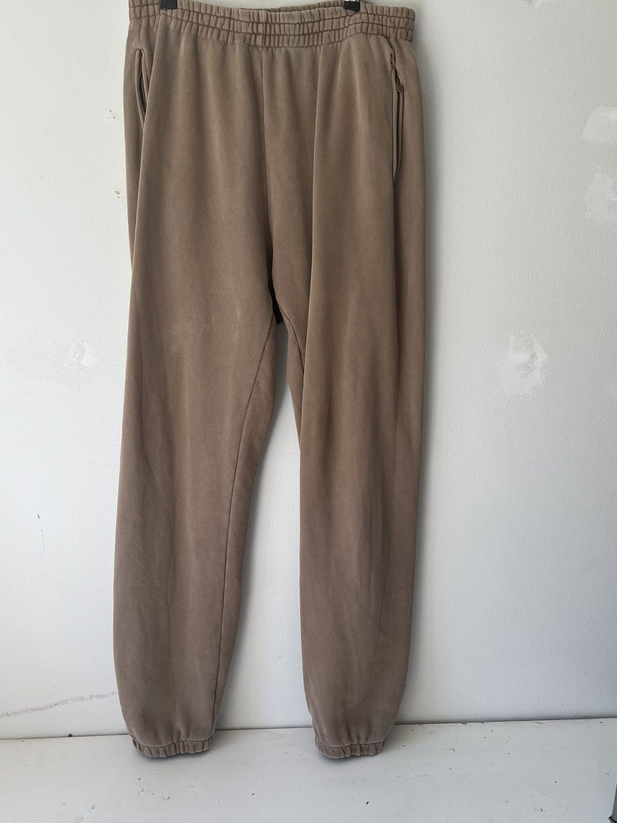 image of Yeezy Season 6 Beige Jogger Sweatpants in Charcoal Beige, Men's (Size 30)