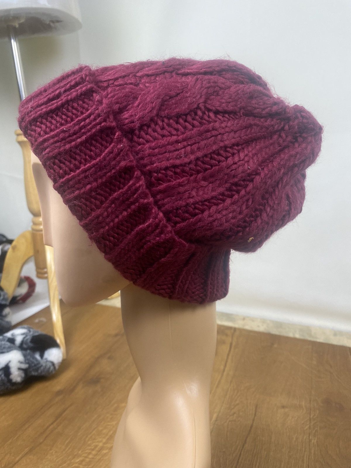 Vintage Unbrand Maroon Plain Winter Hat Size ONE SIZE - 2 Thumbnail