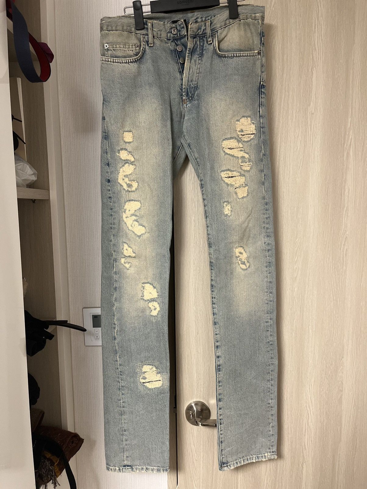 Dior Soldout Dior homme06ss crash repair denim jeans travis