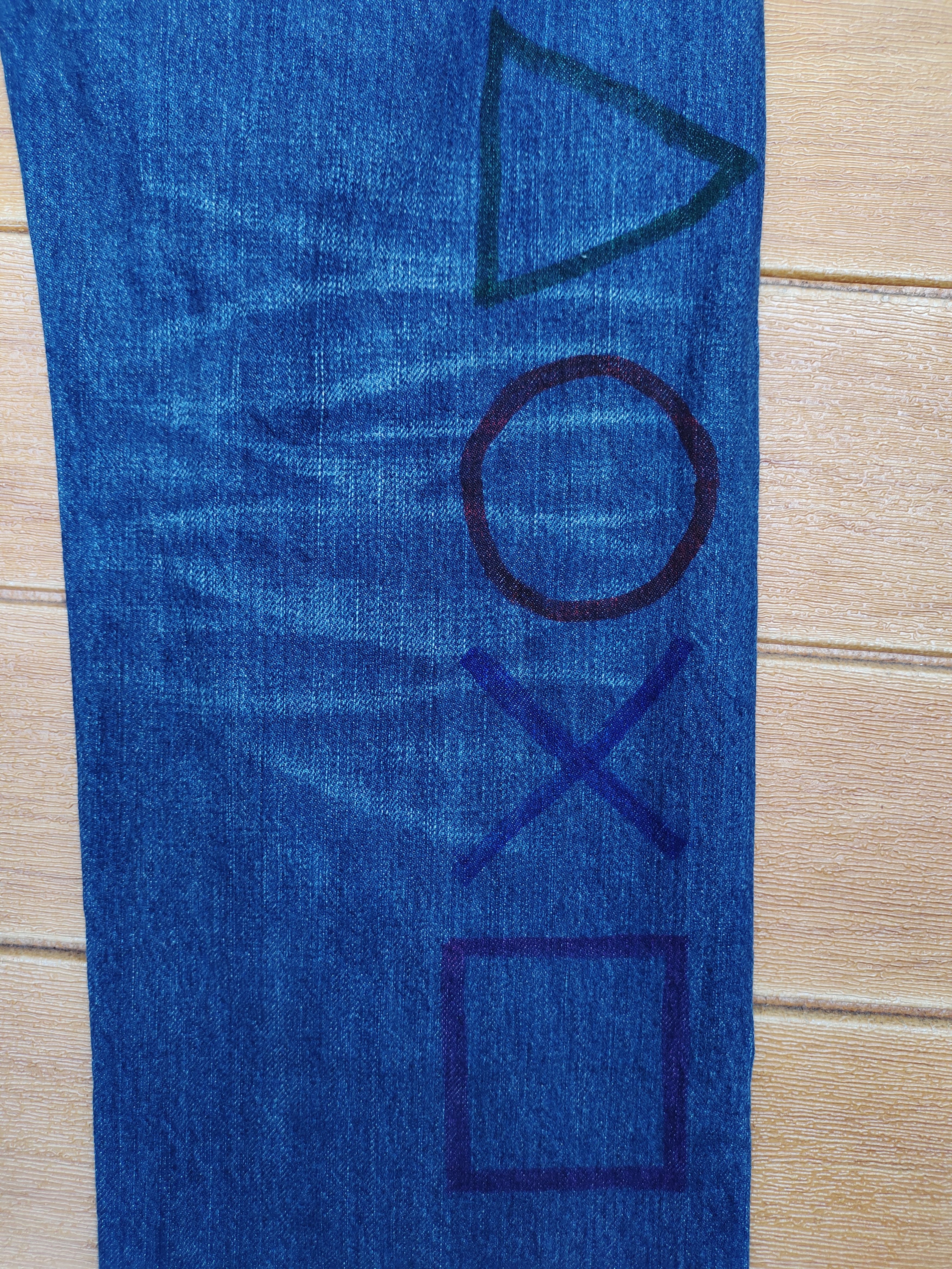 Vintage Kunna Japan Hand Painting Art Selvedged Denim Jeans Size US 33 - 11 Thumbnail