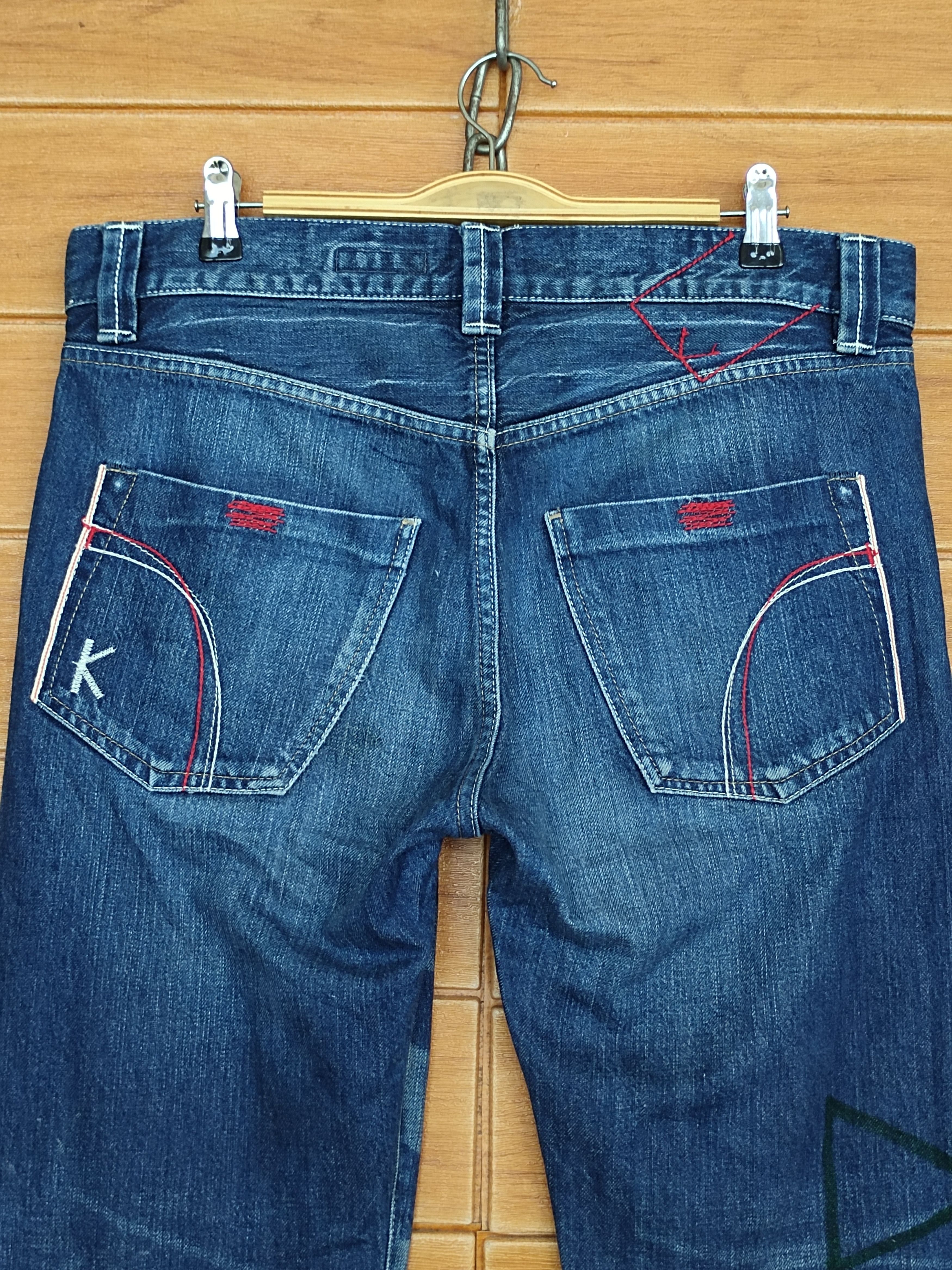 Vintage Kunna Japan Hand Painting Art Selvedged Denim Jeans Size US 33 - 9 Thumbnail