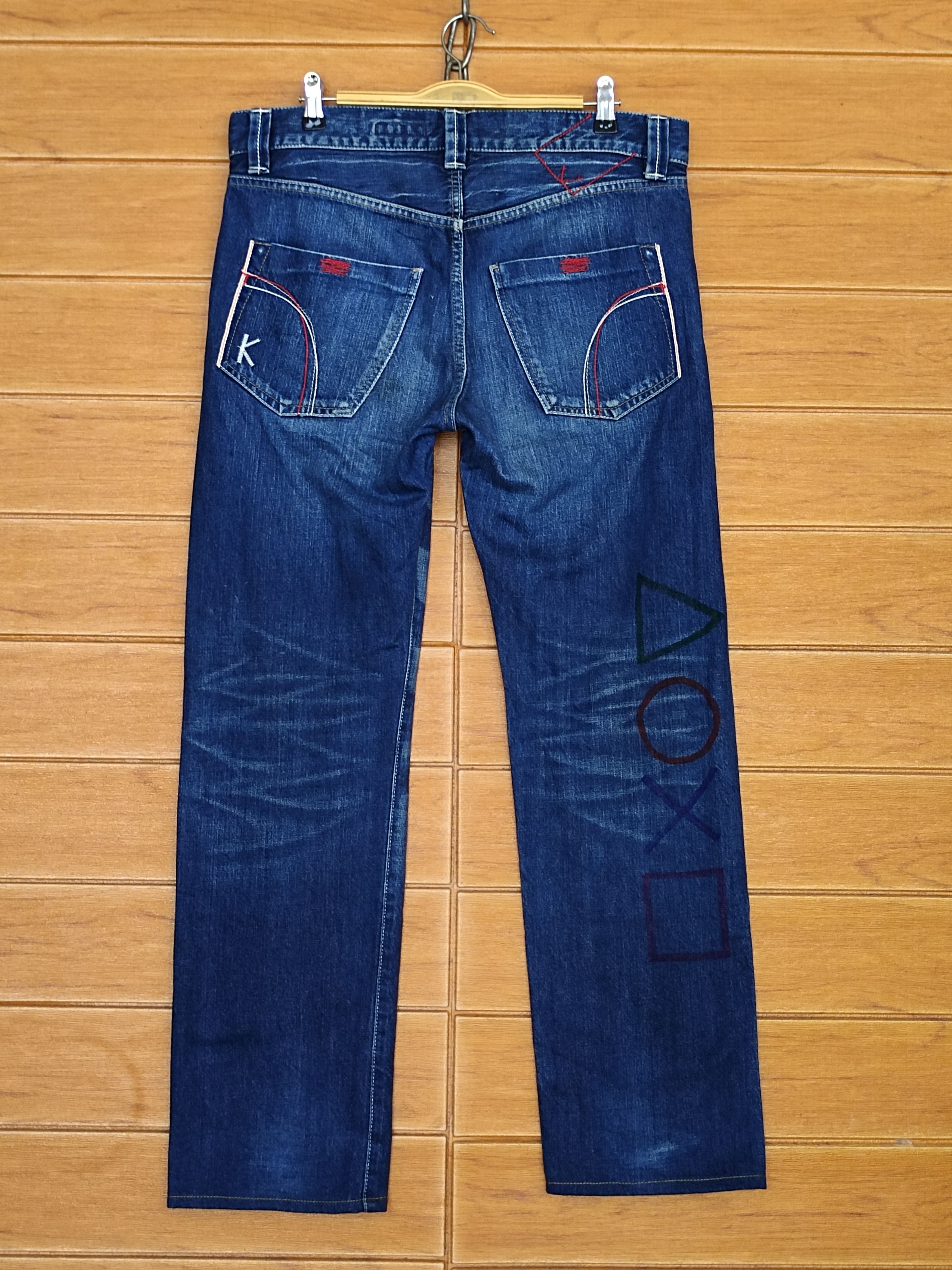 Vintage Kunna Japan Hand Painting Art Selvedged Denim Jeans Size US 33 - 8 Thumbnail