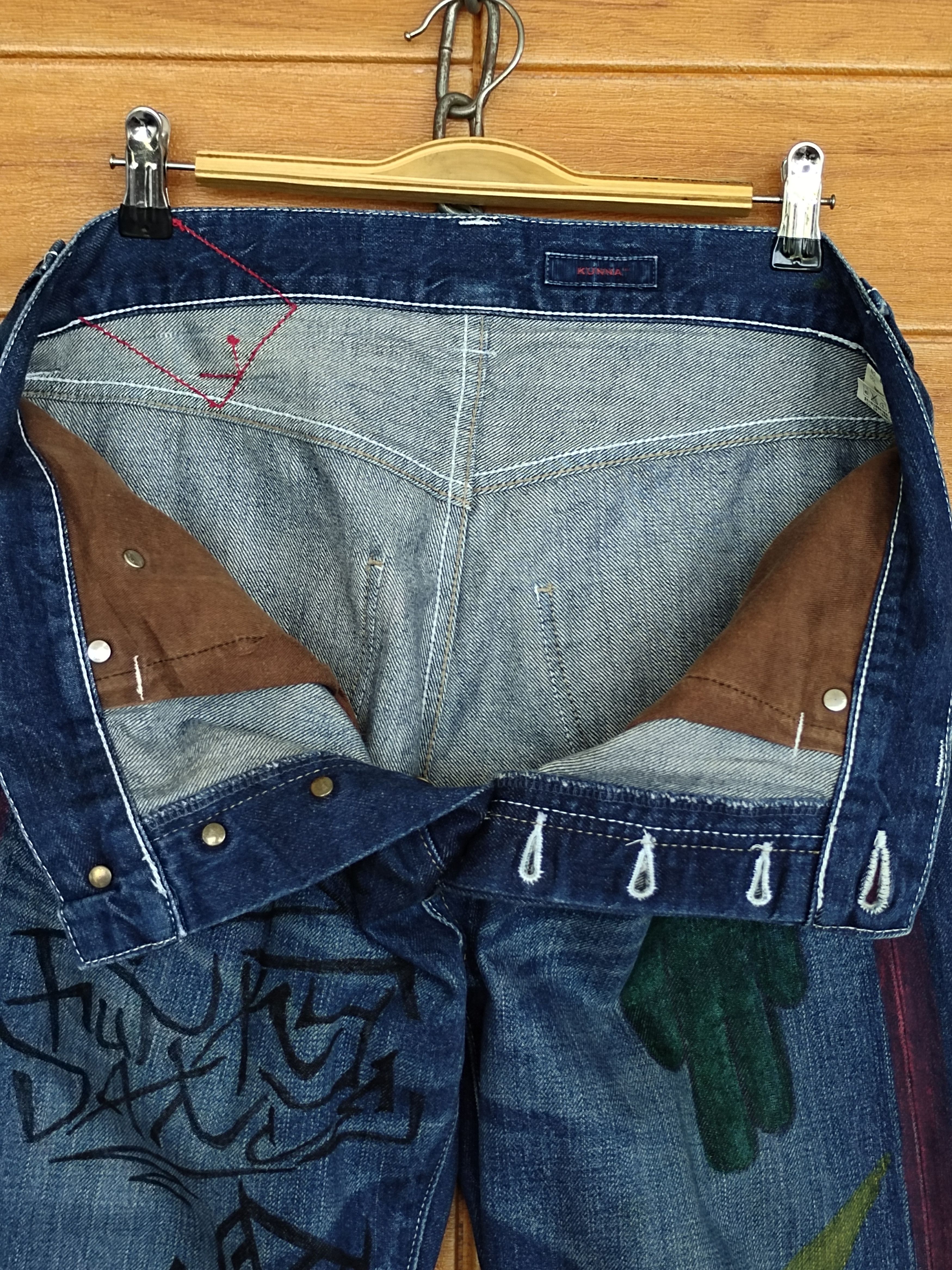 Vintage Kunna Japan Hand Painting Art Selvedged Denim Jeans Size US 33 - 18 Thumbnail