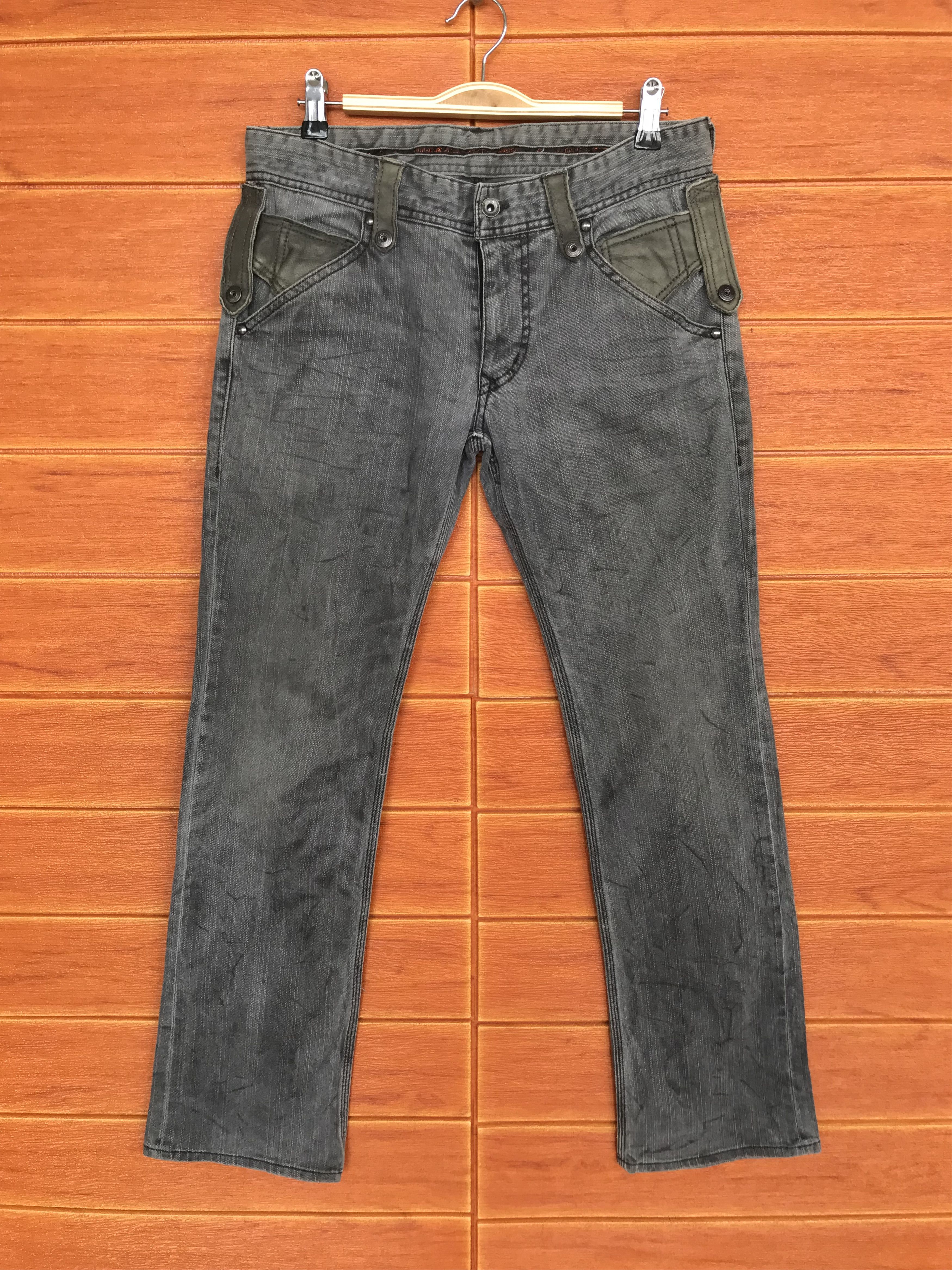 Nicole Club Nicole Club Japan Waxed Charcoal Bondage Waist Denim Pants Size US 31 - 10 Thumbnail