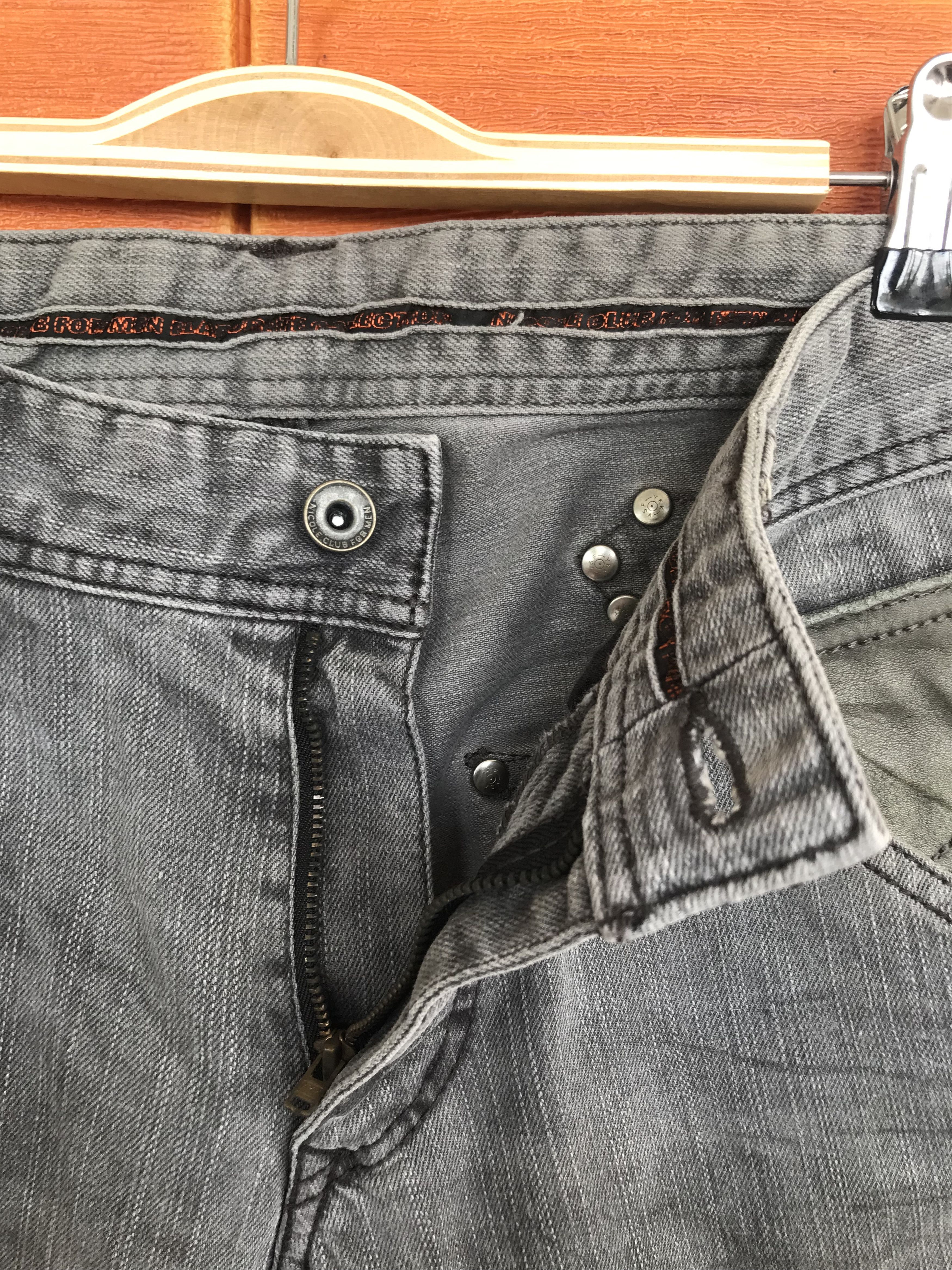 Nicole Club Nicole Club Japan Waxed Charcoal Bondage Waist Denim Pants Size US 31 - 16 Thumbnail