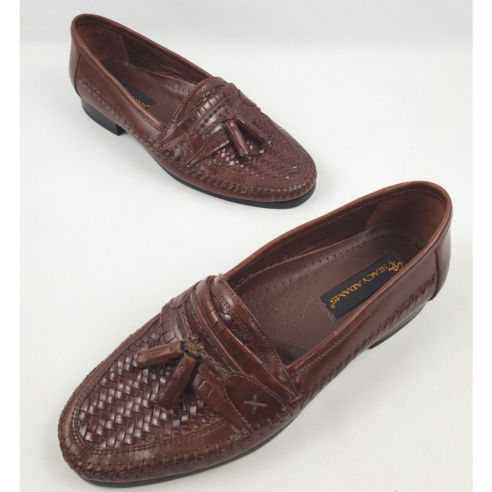 stacy adams black and gold loafers