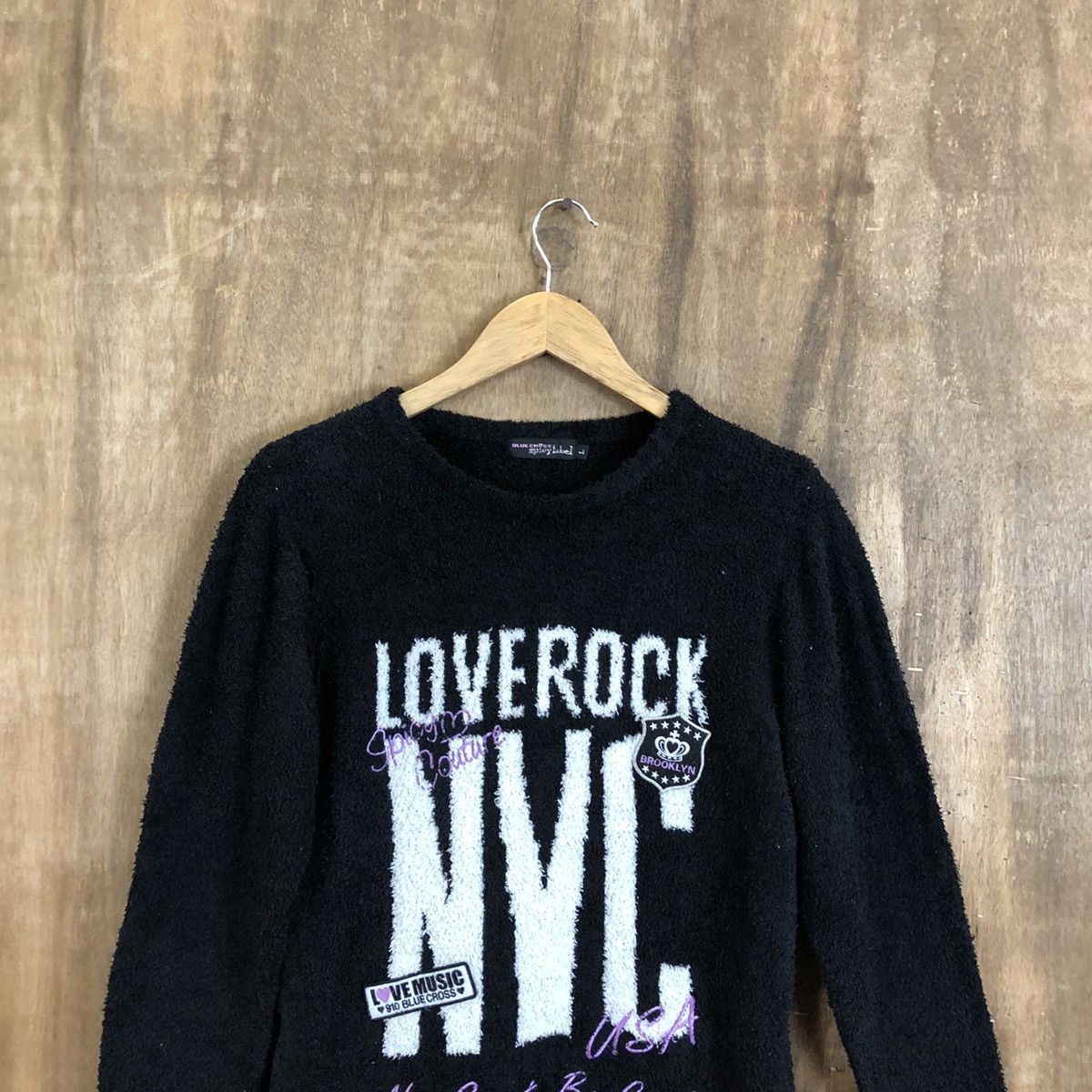 Homespun Knitwear × Japanese Brand Blue Cross Lovers Rock Black Knitwear #119 Size US M / EU 48-50 / 2 - 2 Thumbnail